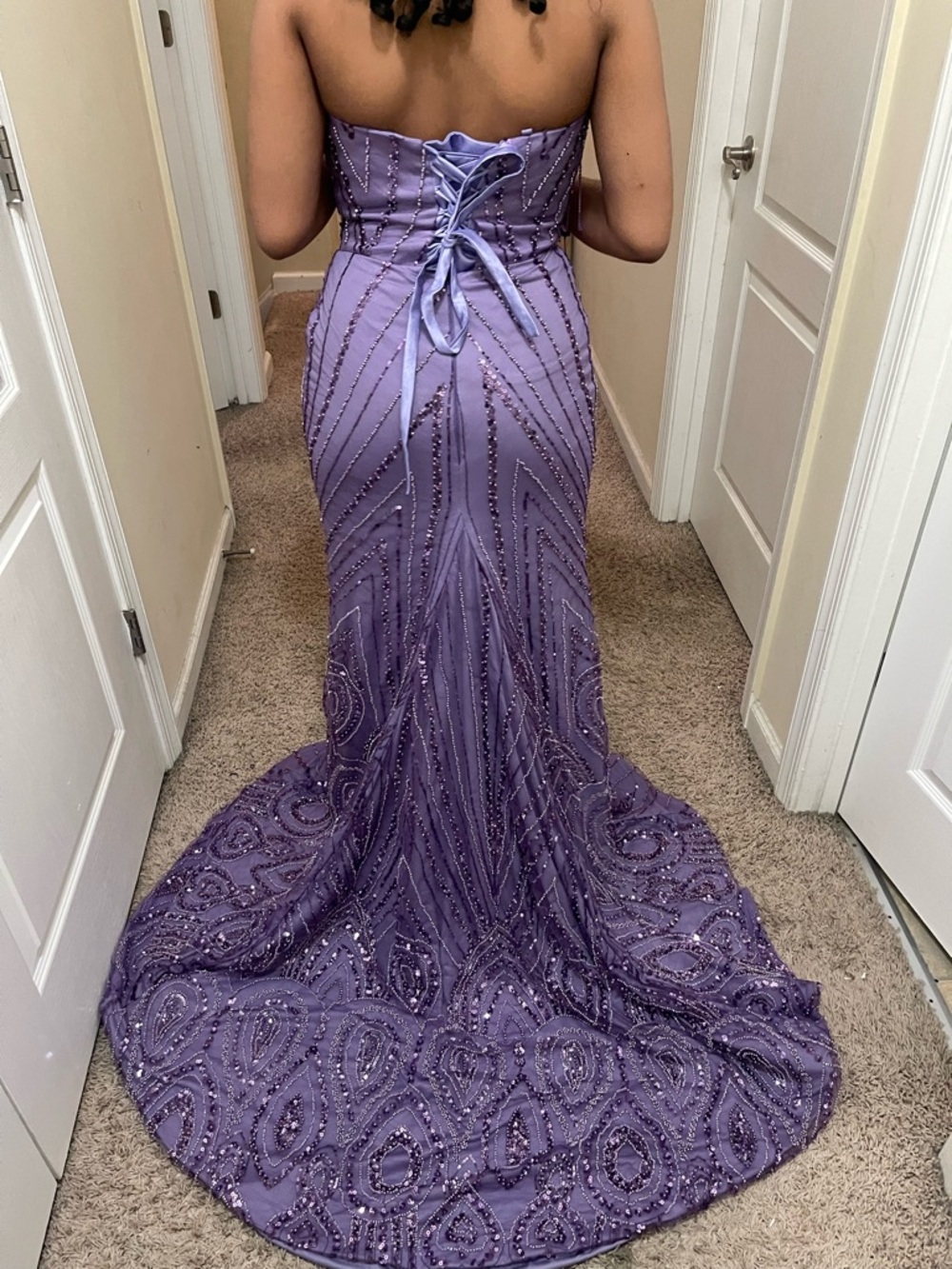 NEW Purple Beaded Corset Prom Dress - Picture 7 of 12